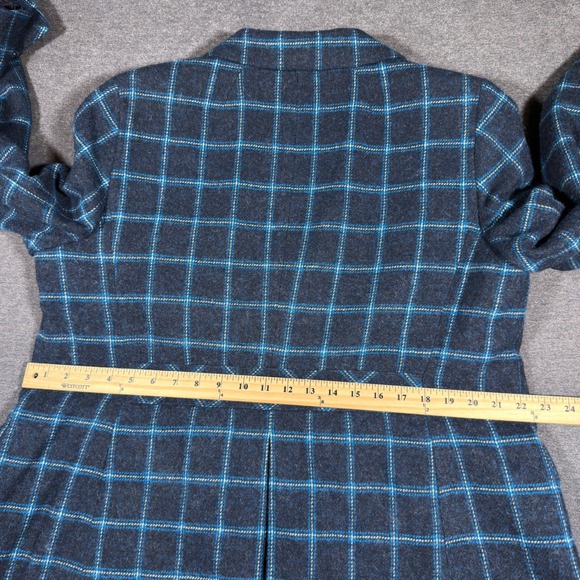 Talbots Blazer Jacket Womens 16W Blue Wool Blend Plaid Tweed Academia Office - Picture 8 of 10